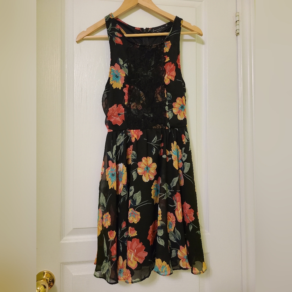 Savannah Rae Floral Dress Sleeveless Womens S Black